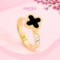 Gambar Kimora - Cincin Titanium Perhiasan Wanita Aksesoris Cantik Bunga Hitam Clara Cnt219 - CNT219 GOLD 8 dari Kimora Jewelry Kota Denpasar 1 Tokopedia