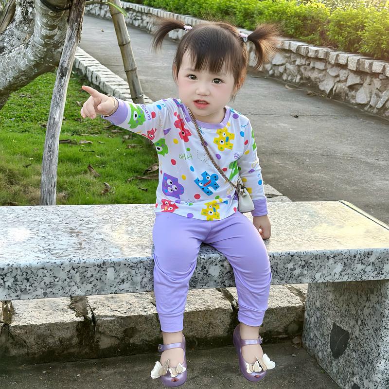 Bộ thun lạnh họa tiết tay dài,quần dài,cho bé trai,bé gái,trẻ em,size 5-15kg