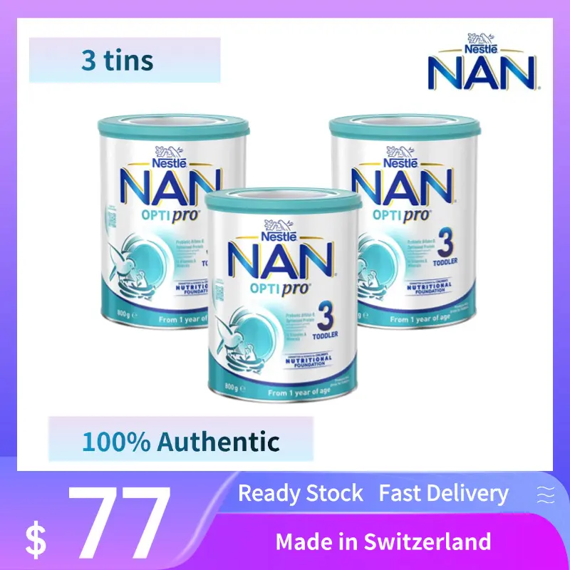 Nestlé NAN OPTIPRO 3, Toddler 1+ Years Milk Drink Powder – 800g x 3 tins (SG ready stock) 100% authentic