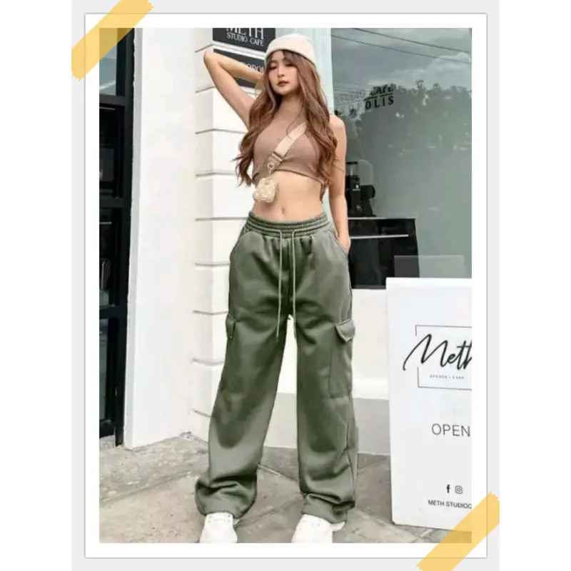 CELANA CARGO WANITA PANJANG STYLE WANITA KOREA Kulot Hitam 6