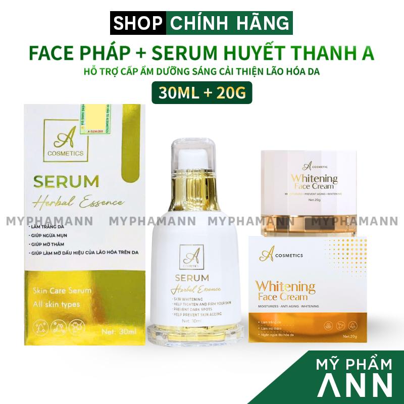 Combo Kem Face Pháp Chữ A và Serum Huyết Thanh Herbal Essence A cosmetics Chính Hãng Mỹ Phẩm Phương Anh