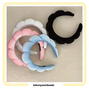 TSA (COD) Bando Shell Busa Tebal Jumbo Fluffy Empuk Polos Bandana Cloud Style Gaya Korea Fashion Head Band Aksesoris Ram