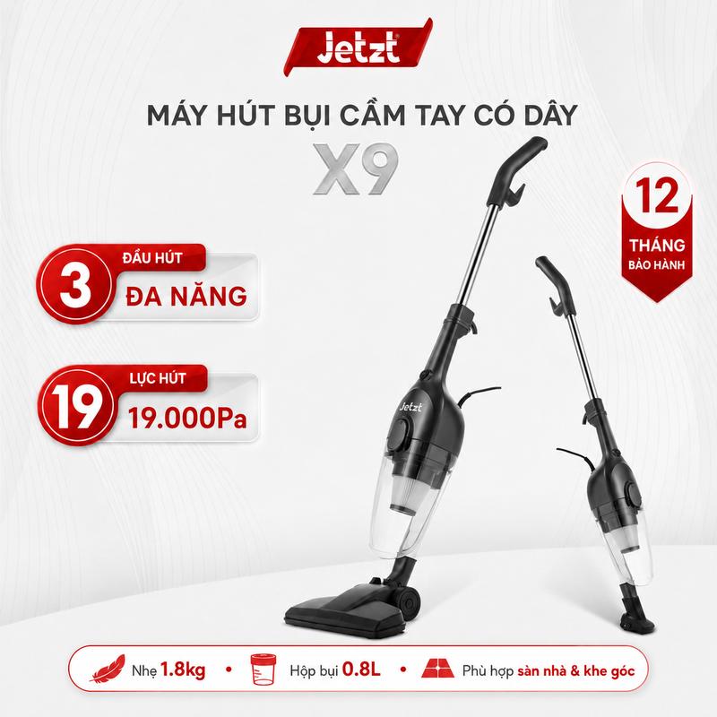 Máy Hút Bụi Cầm Tay Jetzt X9 NEW 19000PA! Hệ Thống Khép Kín HEPA 0.25µm Lọc…