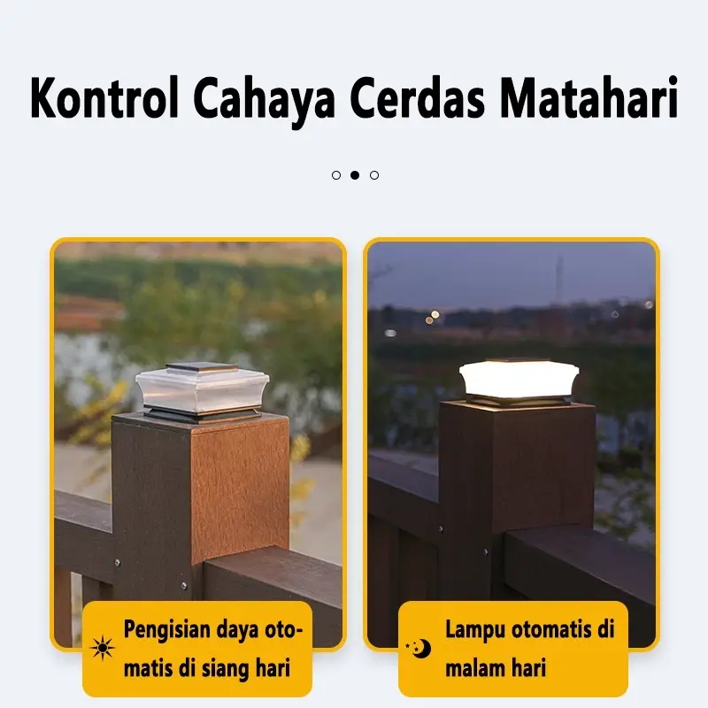 lampu solar Lampu Taman Tenaga Surya Lampu pos baterai surya Remote Sensor Light LED Anti Air IP67 3