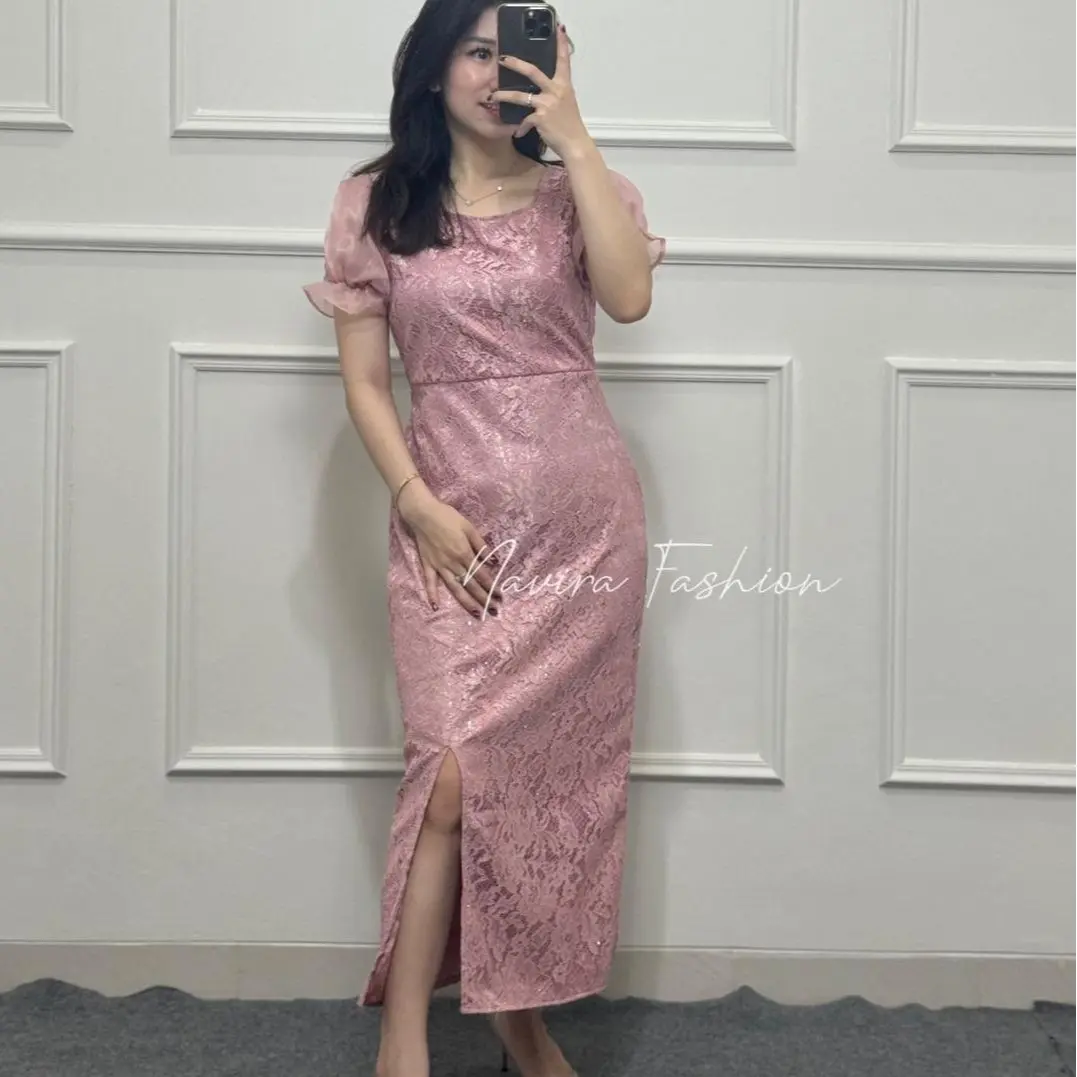 Navira Fashion - Fuji Dress - Dress Brokat - Dress Pesta - Dress Kondangan - Dress Natal Formal Panjang