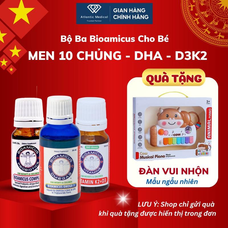 Bộ Ba BioAmicus Cho Bé - Men 10 Chủng BioAmicus Complete BioAmicus D3K2 và BioAmicus Omega-3 DHA