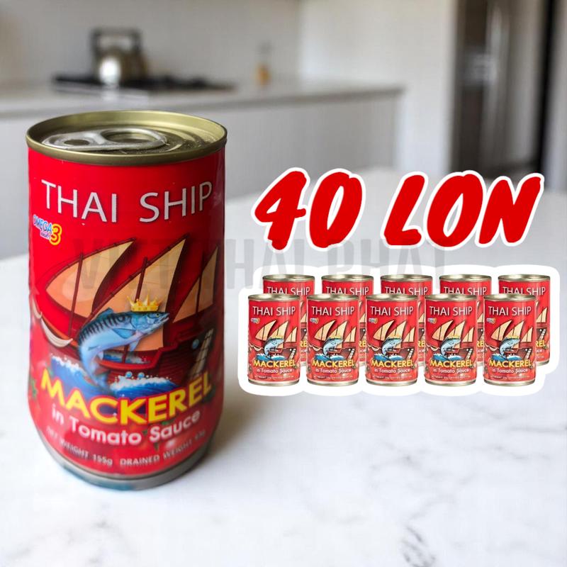Combo 40 Lon Cá Nục Sốt Cà Hiệu Thai Ship - Ngon Đậm Đà | Hàng Thái Chính Hãng 155g lon