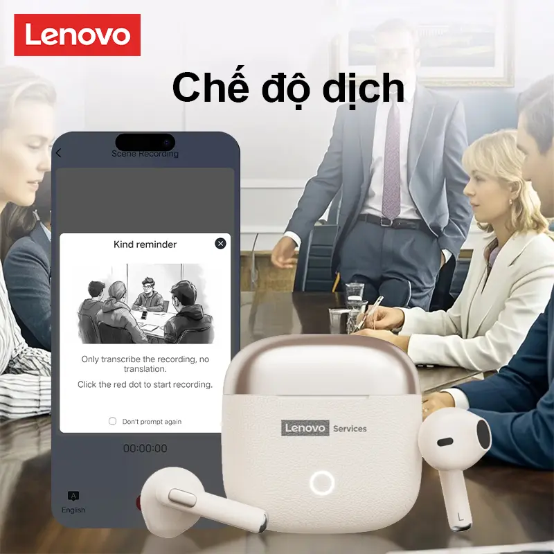 Lenovo LE220 Tai Nghe Không Dây Bluetooth V6.0 | Thiết Kế Giản Dịn + Tủ Sạc Da Little Cabin | AI Dịch Nhiều Ngôn Ngữ | Thoải Mái Đeo Suốt Ngày | Âm Thanh Nguyên Âm | BigBuy360 - bigbuy360.vn