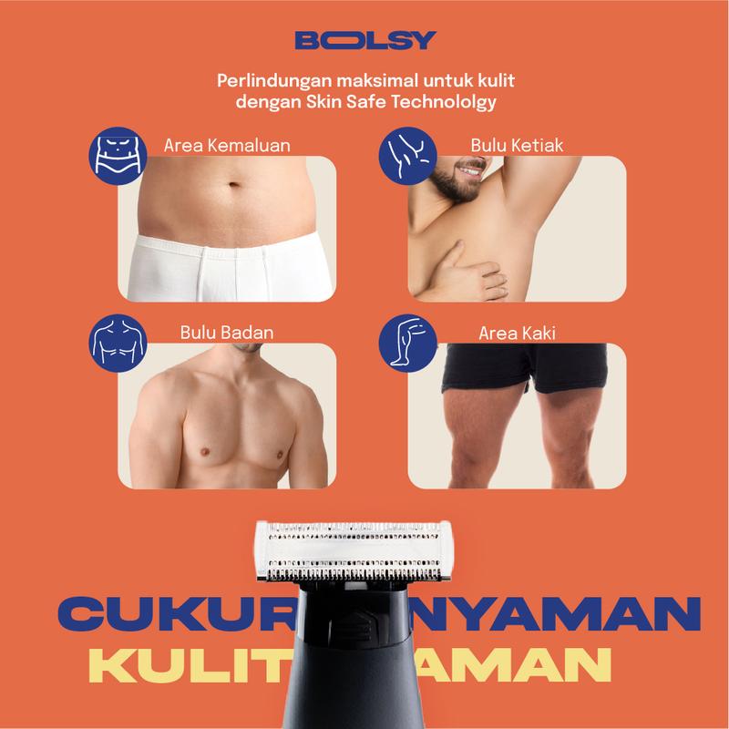 Bolsy Bols Trimmer - Alat Cukur Bulu Kemaluan, Badan Pria & Area Sensitif - Tubuh, Elektrik Box Kumis 2