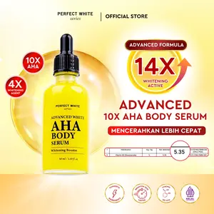 [10X AHA] PERFECT WHITE Advanced 10X AHA Body Serum Whitening Booster 50ml | Niacinamide, Alpha Arbutin, Glutathione, Vitamin C | Booster Lotion Acid Perawatan Pencerah Mencerahkan Memutihkan Tubuh Kusam Belang Noda Hitam Glycolic Acid
