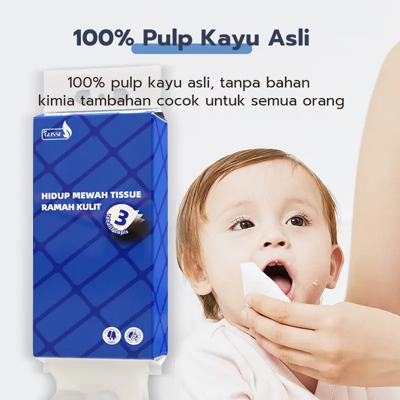 【Exclusive ompolos】GLISSE  Tisu Gantung  tebal 3 PLY  1260 Helai untuk pakai dirumah ekonomis Tisu makanan dengan kemasaan besar-Free Gantungan 3