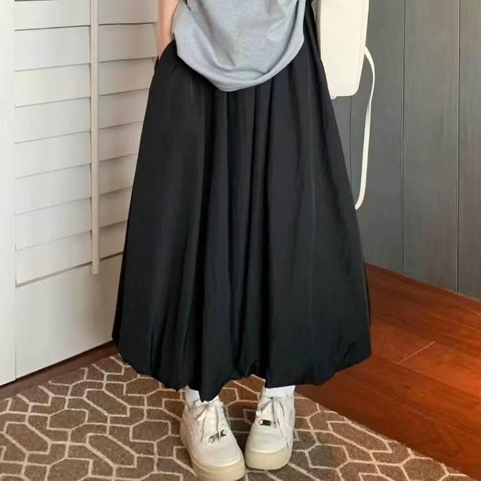Gambar MINEOLA Rok Maxi Wanita A-Line Flowy Elastic Waist Pocket Warna Hitam All Size - Hitam dari MINEOLA FASHION OFFICIAL SHOP Kota Administrasi Jakarta Selatan Tokopedia