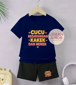 Urban Amor Setelan Anak Celana Hitam Cowok Cewek Gambar Cucu Kesayangan Kakek Dan Nenek