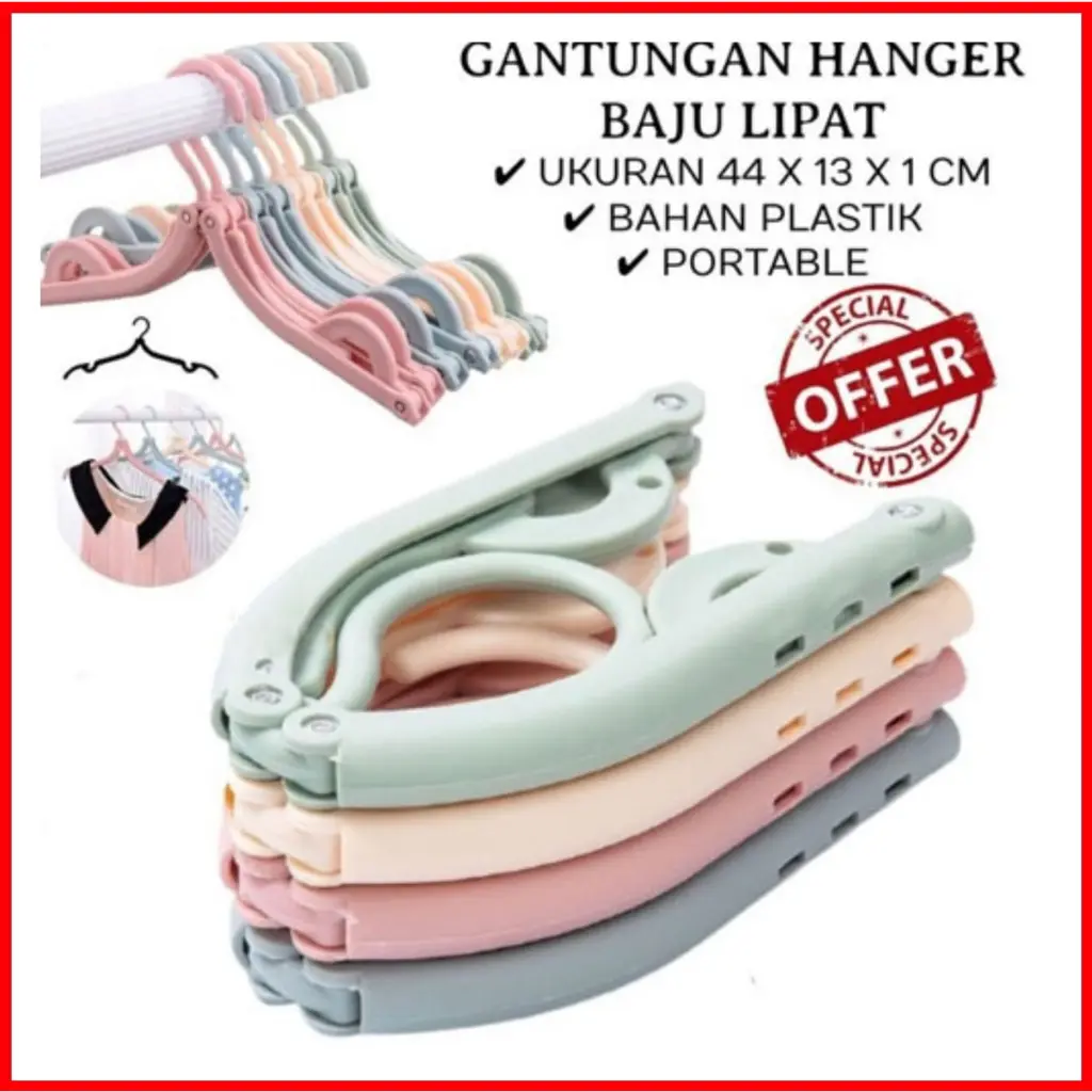 GANTUNGAN BAJU MAGIC LIPAT PORTABLE TRAVEL || HANGER BAJU LIPAT SERBAGUNA - BD