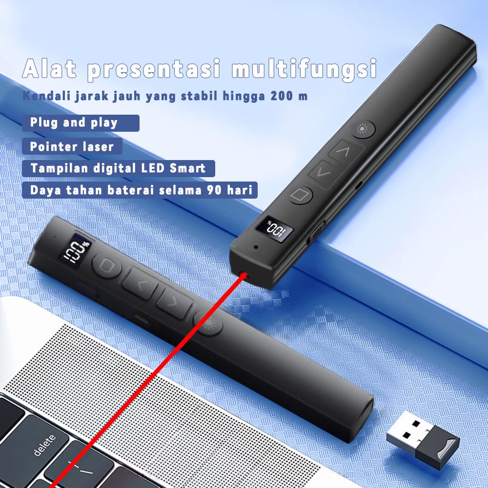 NEXID Laser Pointer Presenter Wireless USB Pen Laser Hijau Presentasi PPT Jarak 200 M