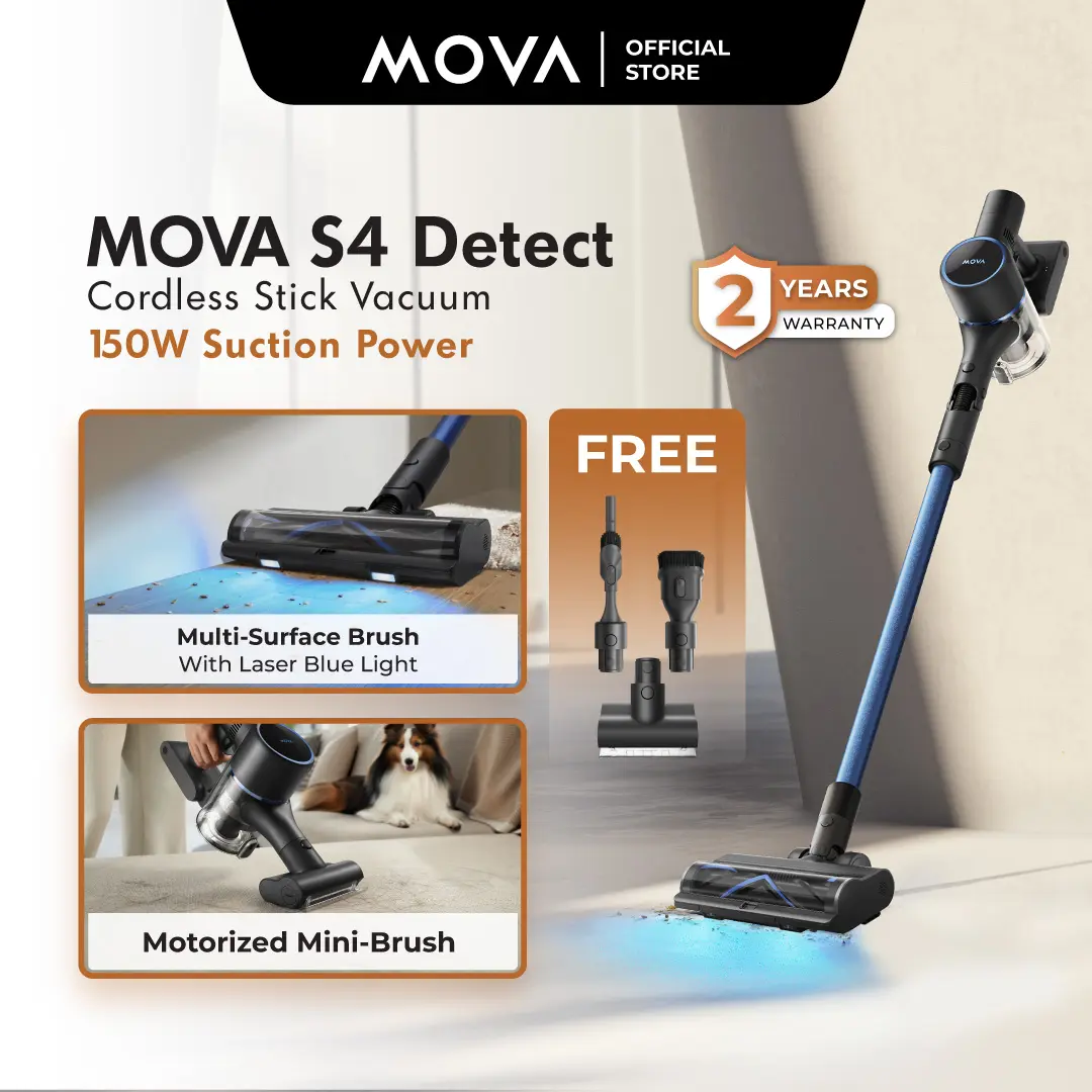 Mova S4 Detect Portable Cordless Vacuum Cleaner | LED Laser | Smart Dust Detection | Anti Tangles | 2 Years Warranty