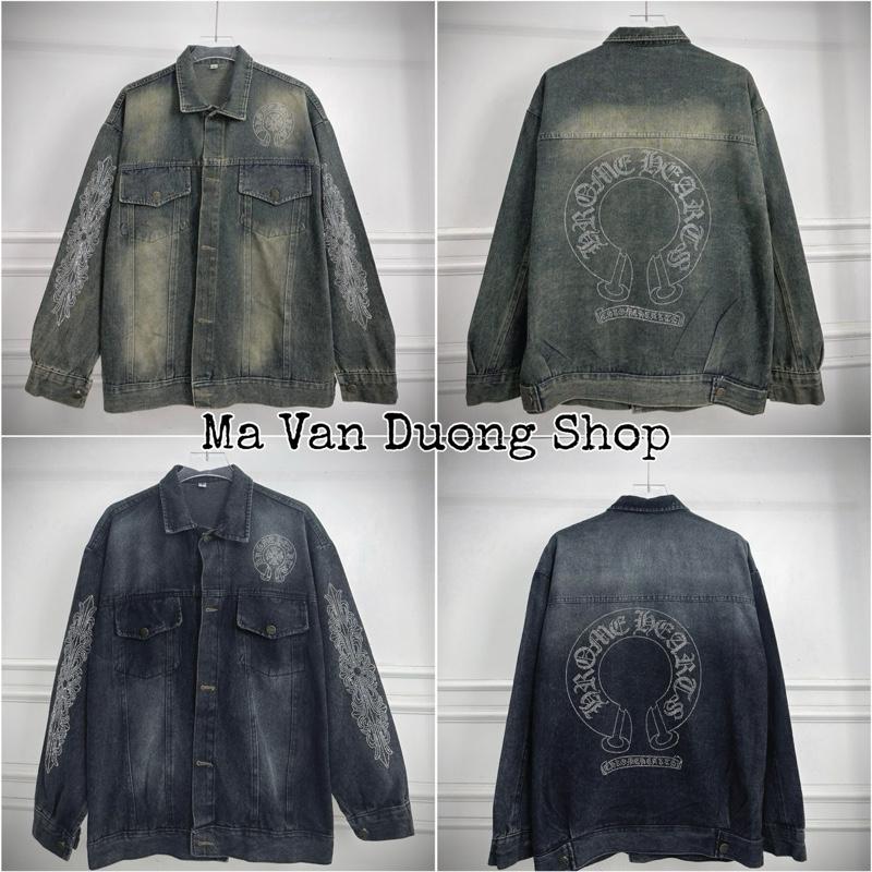 Áo Khoác Bò Trôm Đính Đá Hai Mặt From Rộng Nam Nữ Đều Mang Đẹp