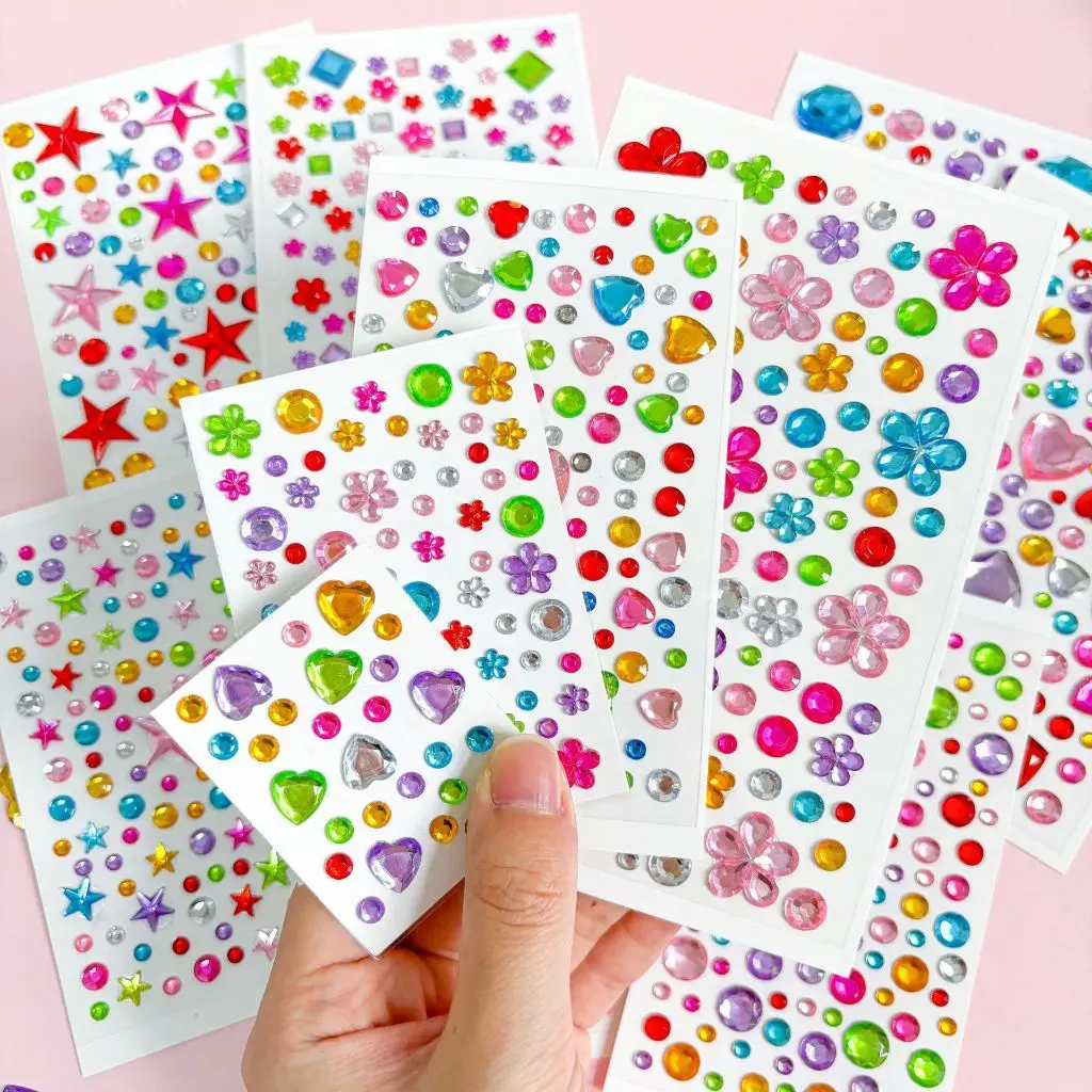 Sticker Jewel Gemstone Timbul 3D Stiker Decoratif Manik Berlian Bintang Kristal Mengkilap Dekorasi DIY