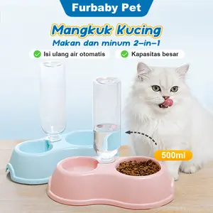 Tempat Makan Kucing Otomatis 500ml Tempat Minum Kucing Otomatis Mangkok Kucing Anjing Wadah Makanan Kucing Pet Accessories
