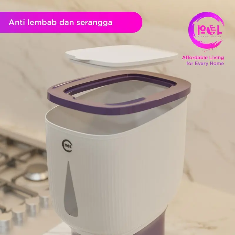 (POL) PAKET RAK MAKANAN 3 IN 1 | Dispenser Beras 10kg + Tudung Saji 4 Susun + Wadah Pengering 3PCS 2