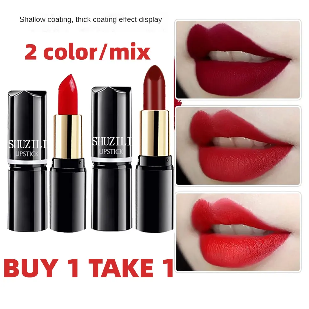 【BUY 1 TAKE 1】Matte Tube Lipstick Waterproof Long Lasting Lipstick Lipstick Anti-Fade A5P0