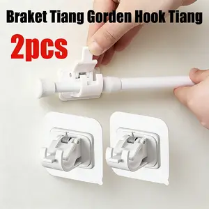 2pcs Gantungan Adhesive Gorden Kolong Dapur Kokoh Tanpa Paku Barang Unik  Braket Serbaguna Braket Tiang Gorden Hook Tiang Gorden Tempel