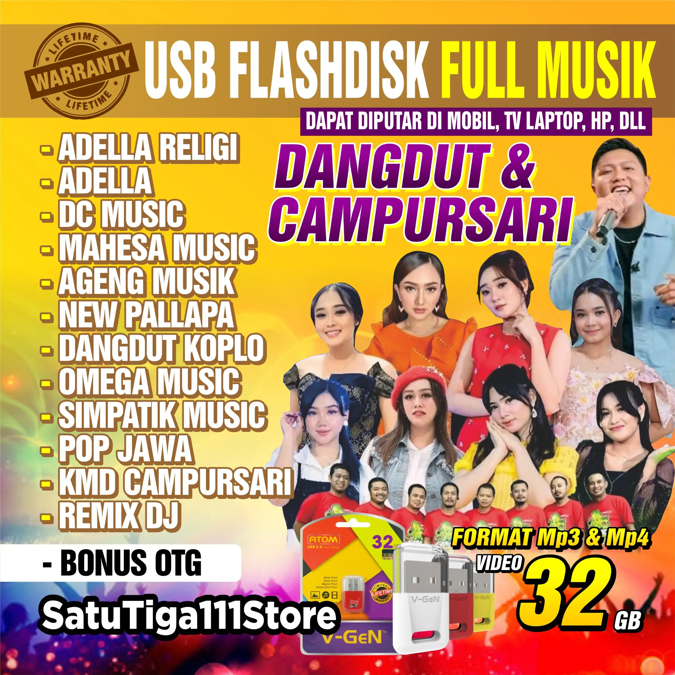 USB Full Dangdut ISIAN TERBARU TERLARIS Flashdisk Dangdut Koplo Campursari Kapasitas 32 Gb MP3 dan MP4 - Dangdut, Koplo - Digital, Layar, Music Mobil player
