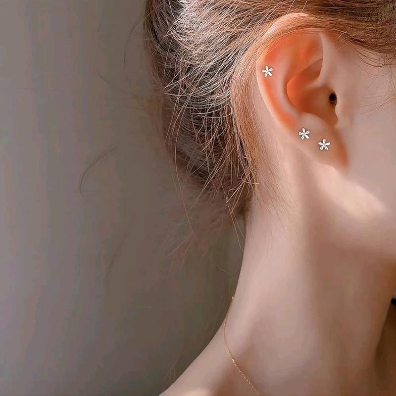 Anting-anting Bunga Daisy yang Indah Anting-anting Bunga Kecil Perak  Wanita Gadis 0