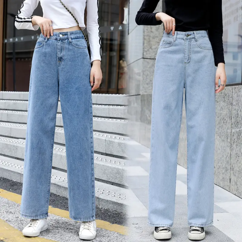 2023 Loose Straight Dad Mop High Waist Drooping CEC Pants Xuan Ya Same Style Jeans Wide Leg Pants for Women Denim