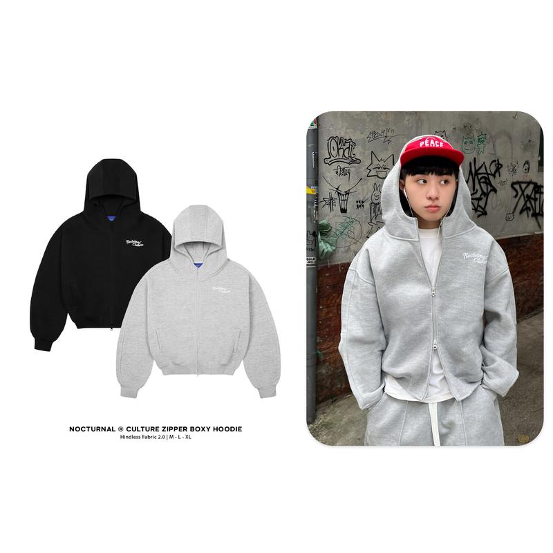   NEW ARRIVAL  Áo Khoác Hoodie Zip Form Boxy NOCTURNAL Culture Zipper Boxy Hoodie Hindless Fabric 2.0 Nam Nữ Unisex Local Brand 