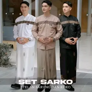 SET SARKO Setelan Sarung Dan Koko Lengan Panjang Motif Kobata Terbaru Dan Sarung Motif Sarwon Dewasa pria Kurta Kekinian Baju Muslim batik syari sesuai gambar