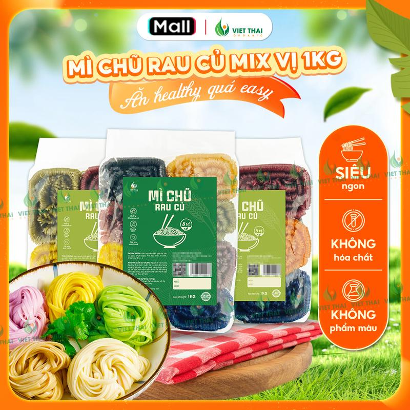 MỚI Mì Chũ Rau Củ Ngũ Sắc Mix Vị Thức Ăn Ngon Sạch Eatclean Healthy Food Thực Dưỡng Gói 1Kg Việt Thái Organic