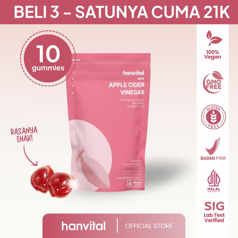 Hanvital Apple Cider Vinegar, Pomegranate, Mulberry Gummies - VEGAN, Non GMO, Gluten FREE, & Gelatin FREE - 10 GUMMIES 0