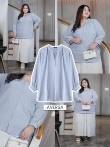 Bigisimo - Aversa Blouse | Kemeja Atasan Wanita Basic Polos Airflow Crinkle Casual Panjang Bigsize Jumbo