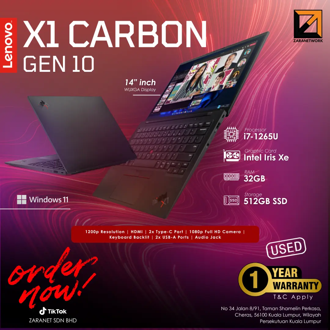 X1 Carbon Lenovo 32gb Ram I7 X1 CARBON GEN 10 Core I7-12th Gen 