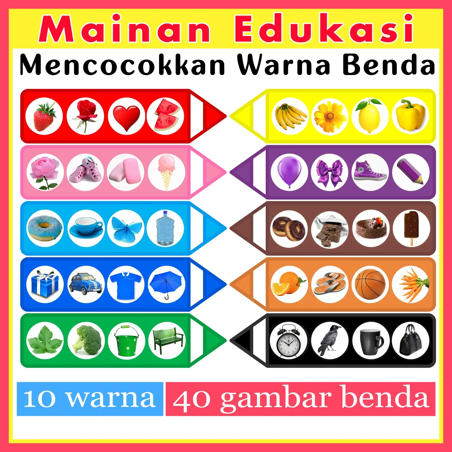 Mainan edukasi Mencocokkan WARNA BENDA matching color PENCIL