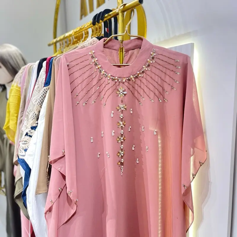 KAFTAN ALESSIA CERUTTY BABY DOLL Fit Ceruty Mewah Muslim Payet Kalong Gamis Wanita Panjang Simple 3