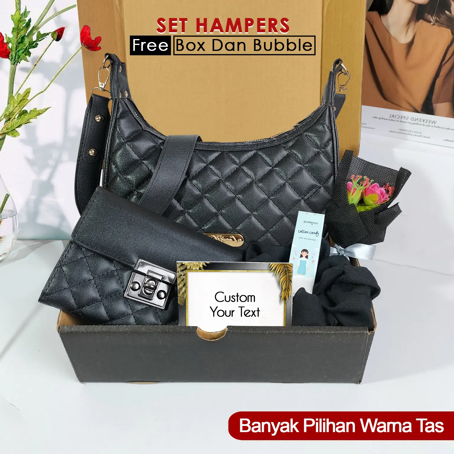 hampers kado tas cewek gift set ulang tahun kado wisuda paket hadiah wedding cewek buket bunga