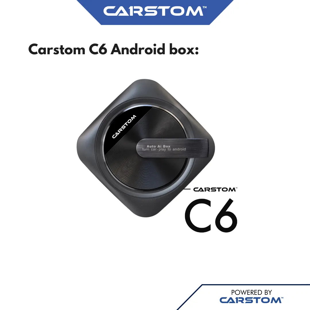 Carstom C1/C6 AI Box - Convert Wired CarPlay to Wireless, Stream YouTube/Netflix on Original Car Screen