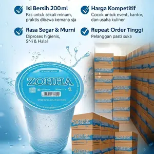 ZOHHA Air Mineral Cup 200ml Paket 48 Cup Kemasan AMDK Praktis Harga Kompetitif Rasa Segar & Murni Isi Bersih 200ml Cocok Untuk Kehidupan Sehari-hari