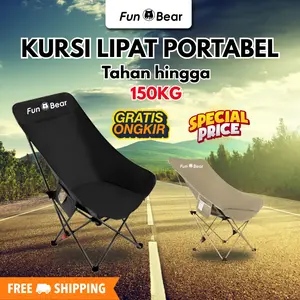Kursi Bulan Lipat FUNBEAR – Moon Chair Portabel Outdoor Ringan & Kokoh, Kapasitas 150KG, Praktis untuk Camping, Pantai, Traveling & Piknik, Gratis Tas Penyimpanan