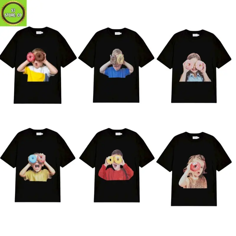 KAOS ANAK DONAT karakter Anak kecil T-shirt Hitam Brand anak Laki-laki Perempuan BEST SELLER
