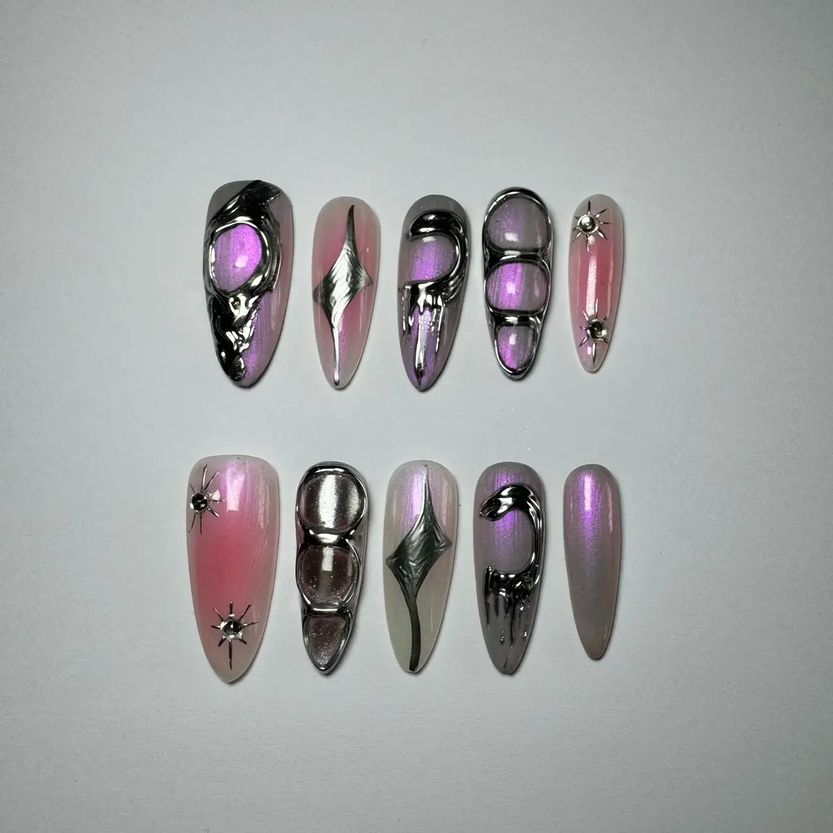 100% Handmade Skullpanda Sound Series Set Press-on Nail Set