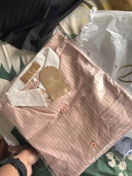 Product Review of Queensa - Kemeja Azalea Wanita Salur Katun Rayon Polos + Pita | Blouse Lengan Panjang Stylish & Nyaman | Outfit Hijab Casual Terbaru from A**e 0
