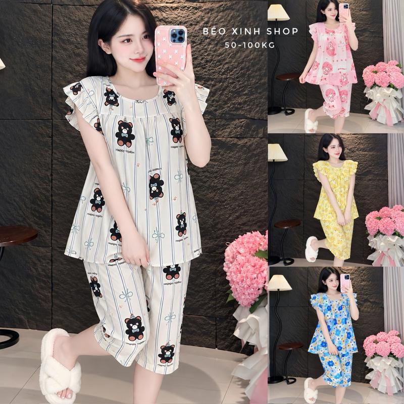 Đồ Bộ - Đồ Ngủ Lửng Nữ Bigsize Tole L1 2 Da Form Suông Hoa Xinh – Bộ Mặc Nhà Béo Xinh Shop 50–100kg -A.5224