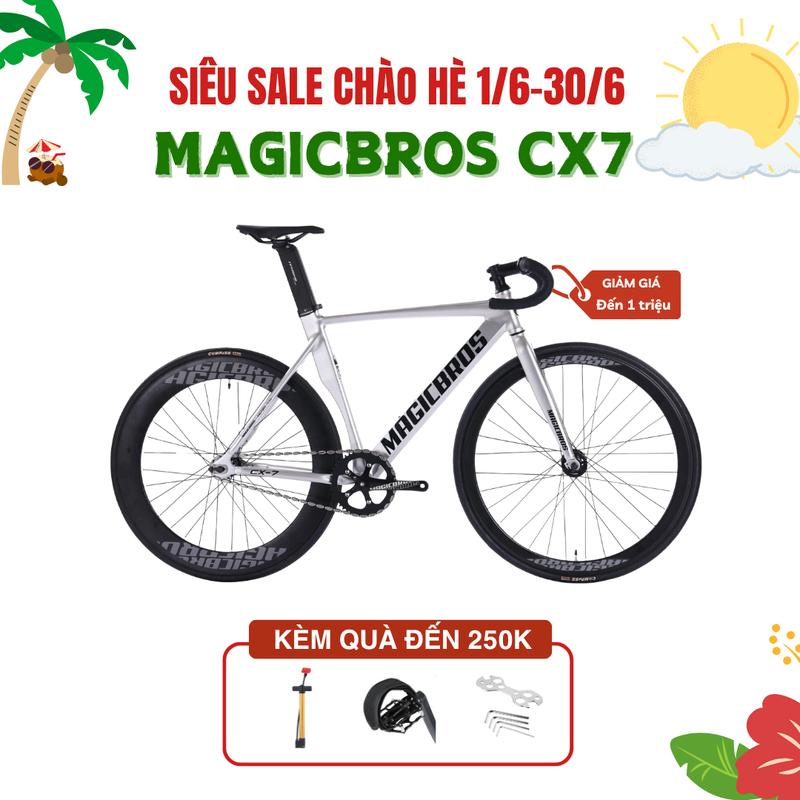 Xe đạp Fixed Gear MAGICBROS CX7 nhôm không mối hàn Sport kèm bơm mini lục giác lắp xe strap