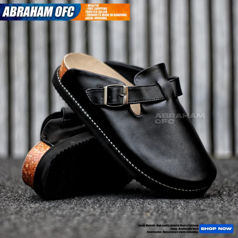 ABRAHAM Sepatu Sandal Slop Pria Boston Sendal Slipper Pria Distro Merah Shoes Karet 2