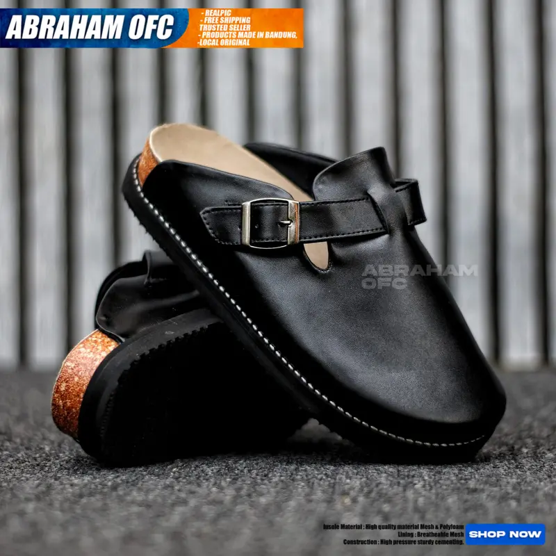 ABRAHAM Sepatu Sandal Slop Pria Boston Sendal Slipper Pria Distro Merah Shoes Karet 2