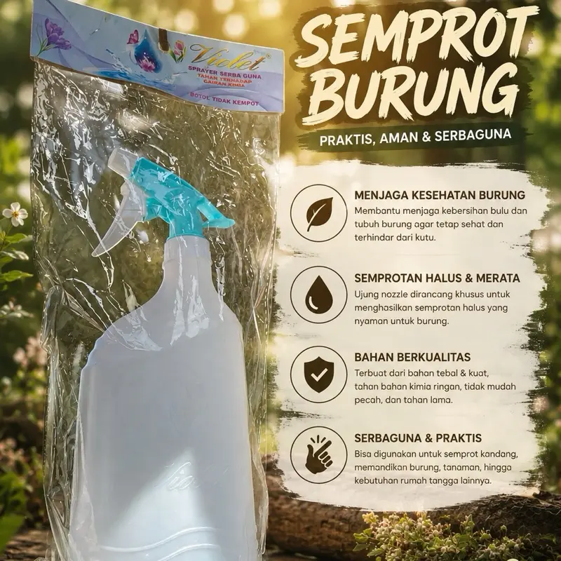 Semprot Burung Praktis Aman & Serbaguna dengan Nozzle Halus & Merata Bahan Berkualitas untuk Kesehatan Burung