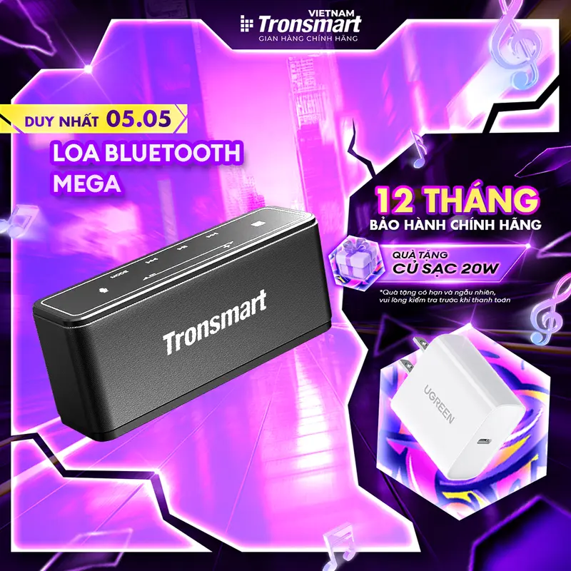 Loa Bluetooth 5.0 Tronsmart Element Mega Công suất 40W Màn hình Led cảm ứng Cho phép ghép đôi 2 loa | Bảo hành chính hãng 12 tháng | TM-250394